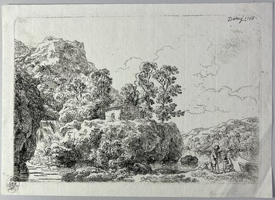 La capanna su una roccia vicino a un ruscello da Christian Wilhelm Ernst Dietrich