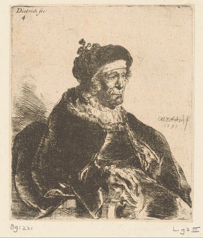 Donna anziana seduta da Christian Wilhelm Ernst Dietrich