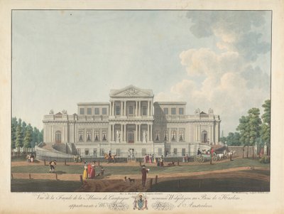 Welgelegen: Veduta della facciata della casa di campagna chiamata Welgelegen nel bosco di Harlem, appartenente al Sig. Henry Hope di Amsterdam da Christian von Mechel