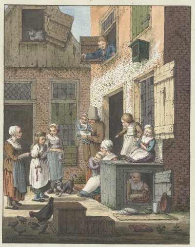 Gruppo di persone davanti alla porta di una casa da Christina Chalon