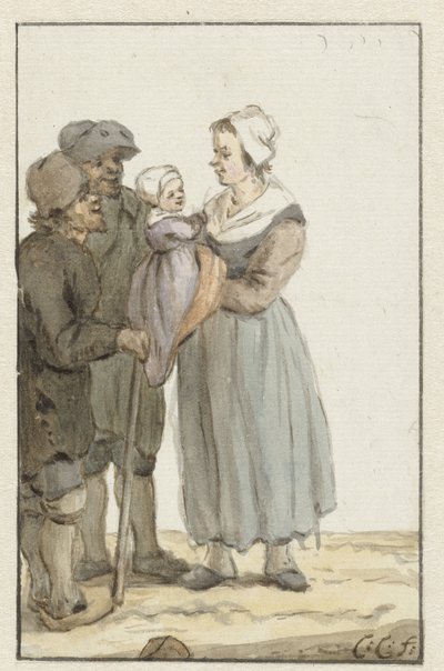 Donna con bambino vicino a due uomini da Christina Chalon