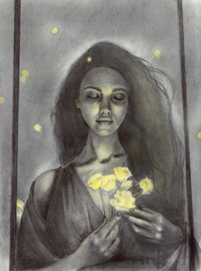 Donna da sogno e fiori luminosi da Christine Lindstrom