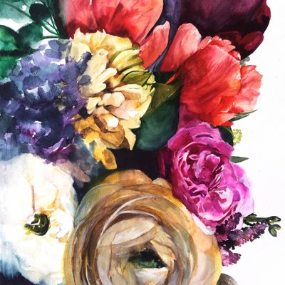 Riche fioriture acquerellate da Christine Lindstrom