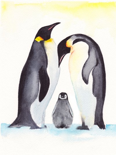 Ritratto di famiglia di pinguini da Christine Lindstrom