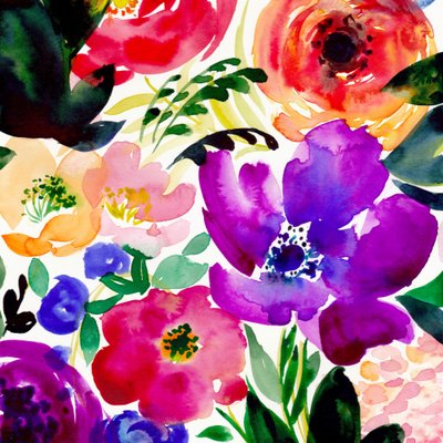 Fiori vivaci dipinti ad acquerello da Christine Lindstrom