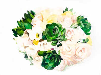 Bouquet di piante grasse ad acquerello da Christine Lindstrom