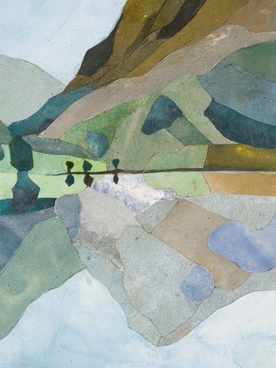 Buttermere Reflection, 2015 (collage di carta dipinto ad acquerello) da Christine McKechnie