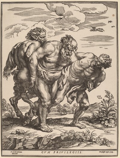 Silenus accompagnato da un satiro e un fauno da Christoffel Jegher after Sir Peter Paul Rubens