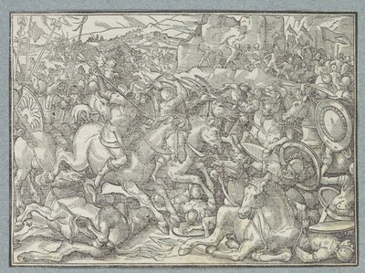 Battaglia presso una parete rocciosa da Christoffel van Sichem (I)