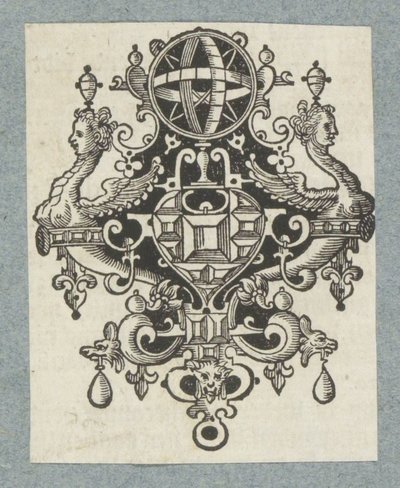 Ornamento con gemme e globo celeste da Christoffel van Sichem (II) (possibly)