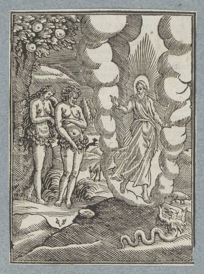 Adamo ed Eva si vergognano della loro nudità da Christoffel van Sichem (II)