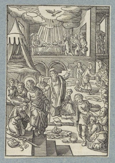 Apostoli battezzano nuovi credenti a Gerusalemme da Christoffel van Sichem (II)