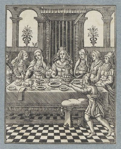 Banchetto di Vasti, moglie di Assuero da Christoffel van Sichem (II)