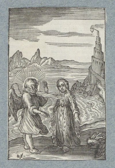 Bambino si scioglie sotto il respiro caldo di un angelo da Christoffel van Sichem (II)