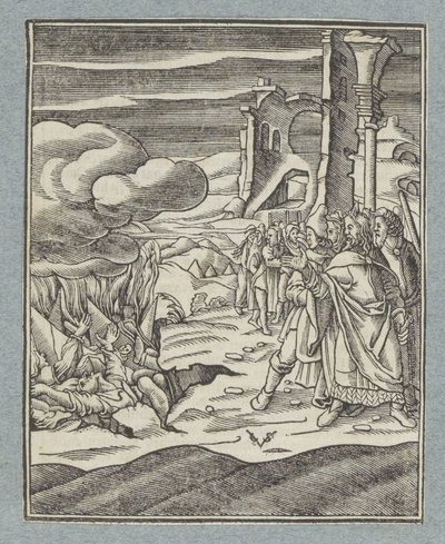 Korah, Datan e Abiram e le loro famiglie inghiottiti dalla terra da Christoffel van Sichem (II)