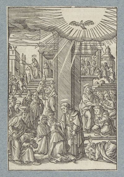 Pietro, Giovanni e Filippo benedicono i credenti in Samaria da Christoffel van Sichem (II)