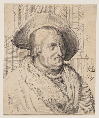 Ritratto fantasy di un vecchio con cappello da Christoffel van Sichem I
