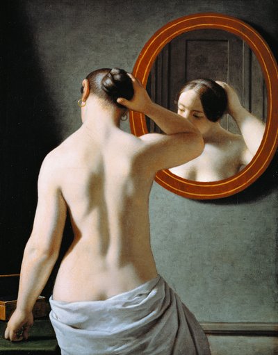 Donna nuda che si pettina davanti a uno specchio da Christoffer Wilhelm Eckersberg