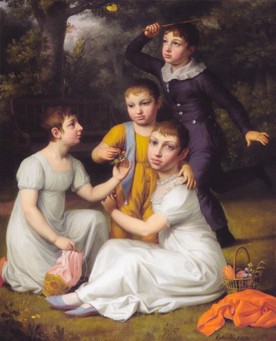 Ritratto dei quattro figli maggiori di Johannes Søbøtker a Hummeltofte. da Christoffer Wilhelm Eckersberg