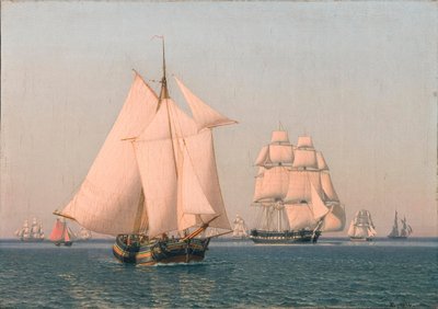 Navi a vela in una leggera brezza in un chiaro pomeriggio estivo da Christoffer Wilhelm Eckersberg