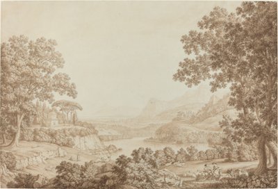 Paesaggio arcadico con un mausoleo da Christoph Heinrich Kniep