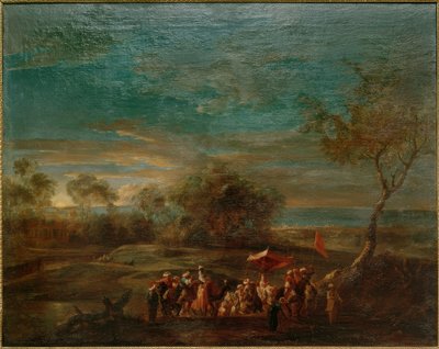 Paesaggio mattutino con corteo nuziale orientale da Christoph Ludwig Agricola