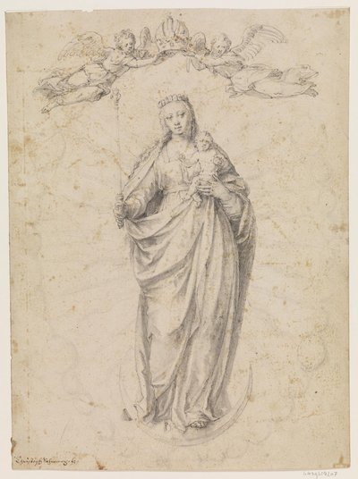 Maria con il bambino in piedi sulla luna da Christoph Schwarz
