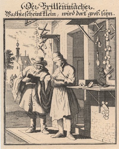 Fabbricante di occhiali da Abbildung der gemein-nützlichen Haupt-Stände, 1698 da Christoph Weigel the Elder