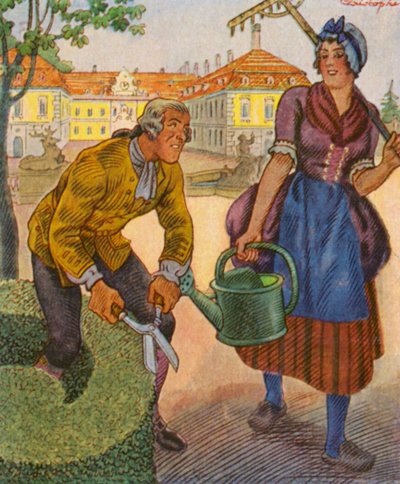 Giardiniere del Castello (litografia a colori) da Christophe (1856 1945)
