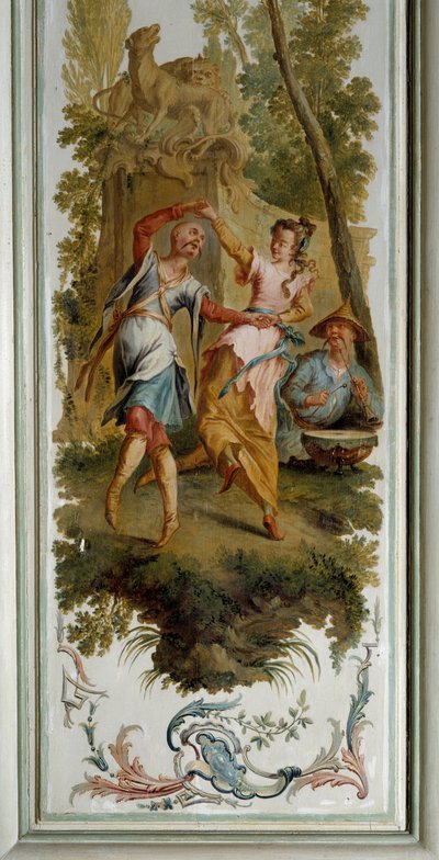 Chinoiserie: Scena di danza, pannello del grande salone del castello di Champs-sur-Marne realizzato da Christophe Huet (1700-1759) da Christophe Huet