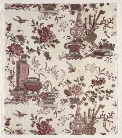 Frammento di cotone stampato in woodblock da Christophe Philippe Oberkampf