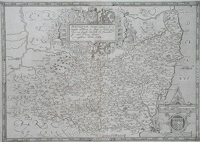 Mappa del Suffolk, incisa da William Web da Christopher (after) Saxton