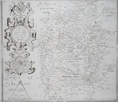 Mappa del Wiltshire, incisa da William Web, pubblicata 1645 da Christopher (after) Saxton