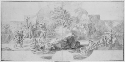 Lo sbarco di Colombo in America, studio per un dipinto (distrutto nel 1777) per la Sala del Minor Consiglio, Palazzo Ducale, Genova da Christopher Columbus