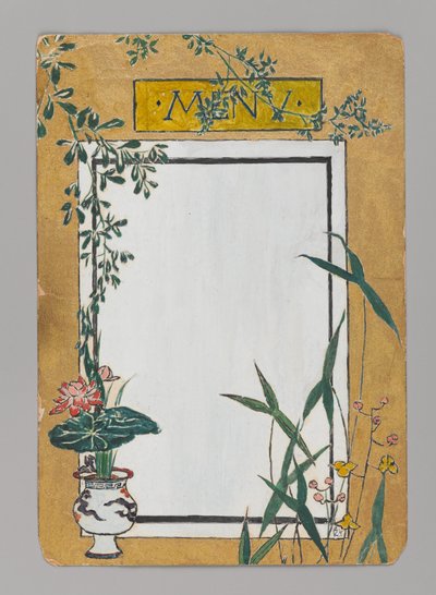 Carta del menu con bambù e fiori, ca. 1880 da Christopher Grant La Farge