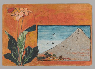 Piccola Carta con Monte Fuji e Fiori da Christopher Grant La Farge