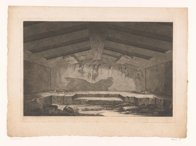 Tomba etrusca a Tarquinia con un affresco di una processione sulla parete posteriore da Christopher Norton