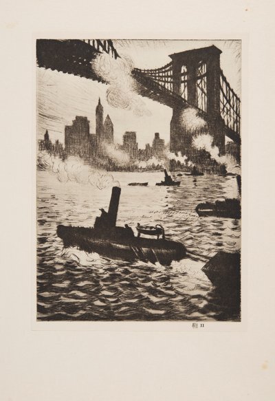 Sotto il ponte di Brooklyn, pub 1921 da Christopher Richard Wynne Nevinson