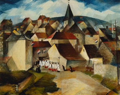 Una processione di villaggio, Francia da Christopher Richard Wynne Nevinson