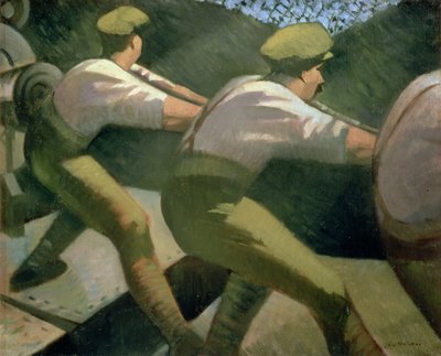 Caricamento di un cannone nelle trincee da Christopher Richard Wynne Nevinson