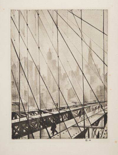 Guardando attraverso il ponte di Brooklyn, pub.1921 da Christopher Richard Wynne Nevinson