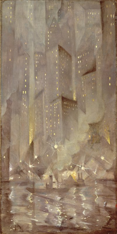 New York di notte, c.1922 da Christopher Richard Wynne Nevinson