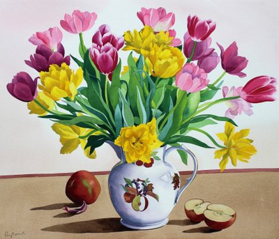 Tulipani in brocca con mele da Christopher Ryland