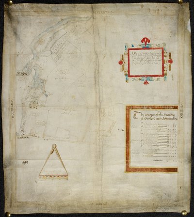 Mappa dei manieri di Bayford e Goodmanston a Murston e Sittingbourne, Kent: 1590 da Christopher Saxton