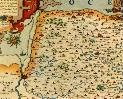 Mappa di Norfolk di Saxton, 1574 da Christopher Saxton