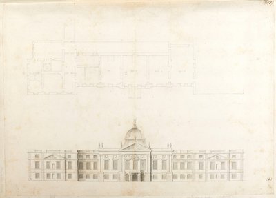 Hampton Court Palace, pianta parziale e schizzo dell