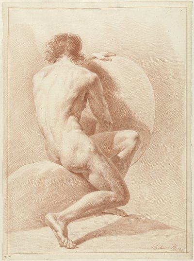 Nudo maschile seduto, visto di schiena da Chrétien Dubois