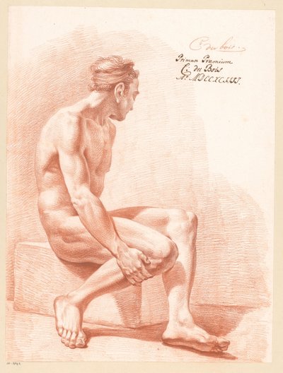 Nudo maschile seduto, visto di lato (1° premio 1794) da Chrétien Dubois