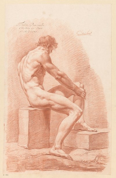 Nudo maschile seduto, visto di lato (3º premio 1790) da Chrétien Dubois