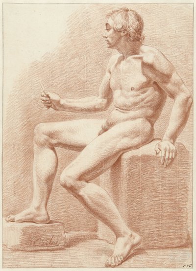 Nudo maschile seduto, visto di lato da Chrétien Dubois